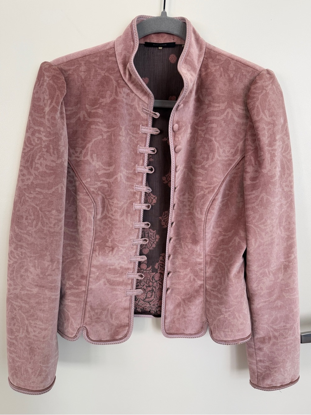Elie Tahari Rose Pink Velvet Conductor Jacket Silk Lined Size M
